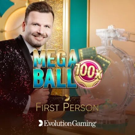 First Person Mega Ball slot logo by Evolution at Magius